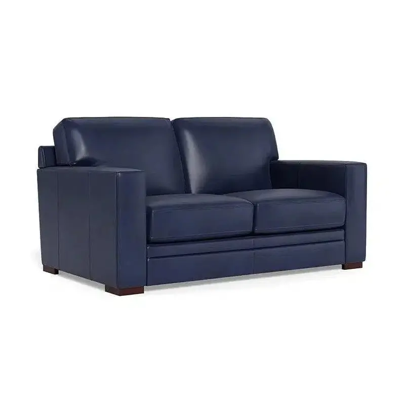 Modern Leather Loveseat Featuring Sleek Track Arms 1