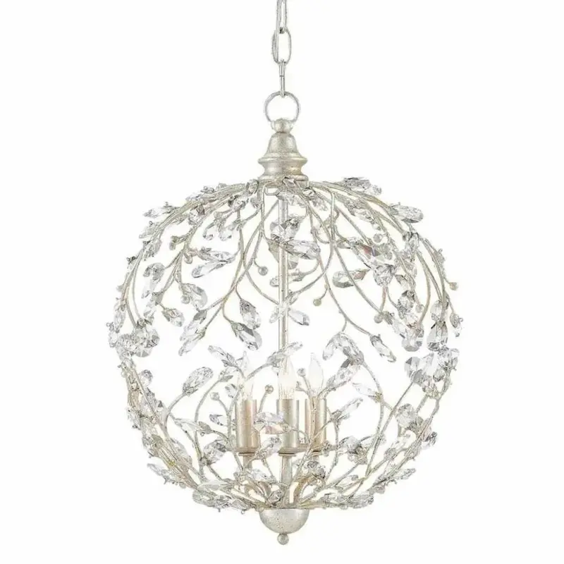 Modern Silver Granello Crystal Bud Orb Chandelier 1