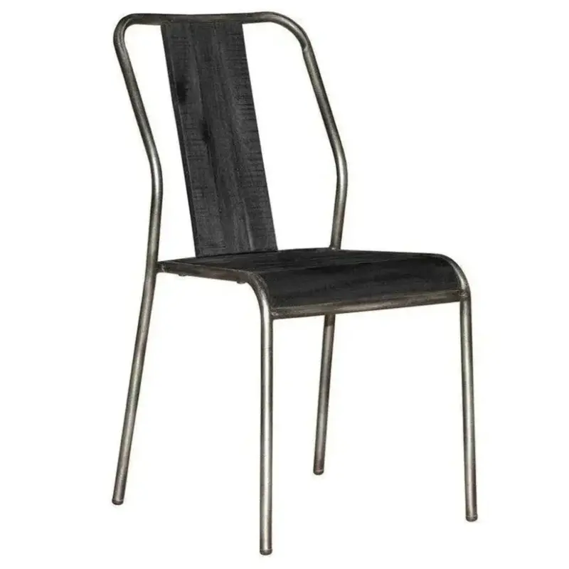 Modern Slat-Back Metal Dining Chairs – Set Of 4 1