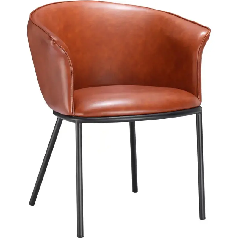 Modern Steel Dining Chair With Ergonomic Back And Fabric Seat 1