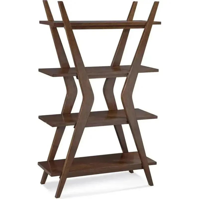 Modern X-Frame Wooden Etagere Shelf Unit 1