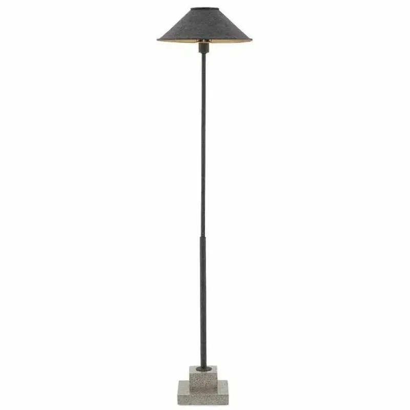 Mole Black Base With Gold Leaf And Polished Concrete Fudo Floor Lamp 1