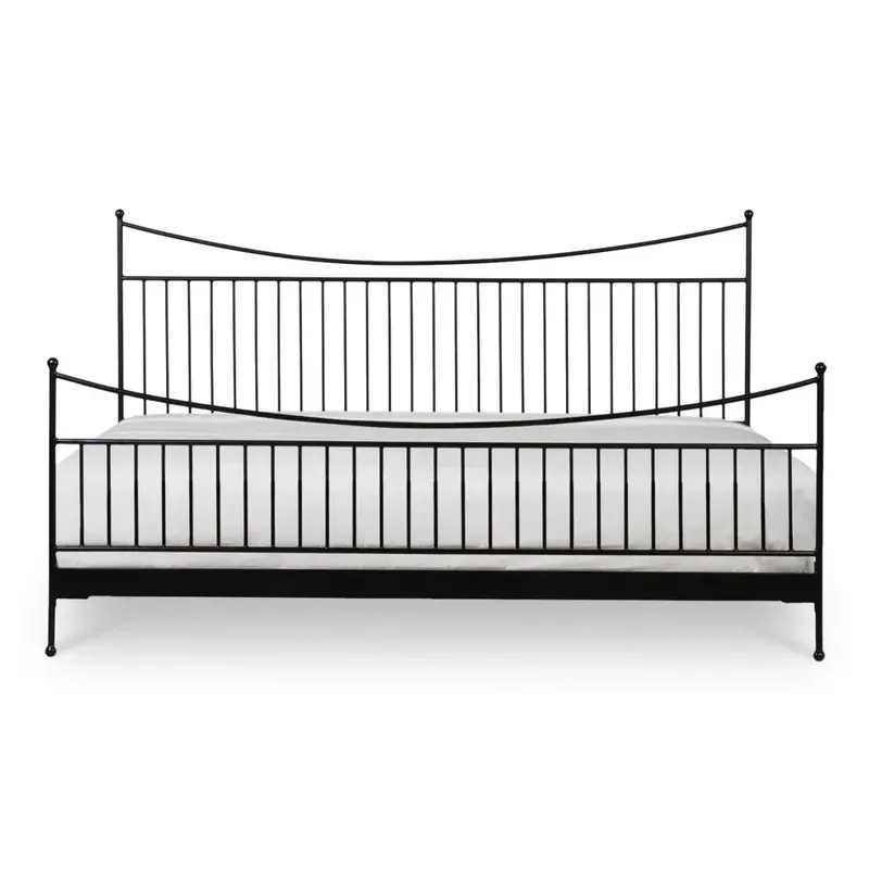 Monet Iron Frame Bed – Black Industrial-Style Platform Base 1
