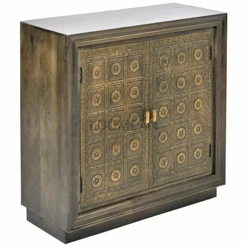 Morandra Rustic Wood Accent Cabinet With Open Shelving 1