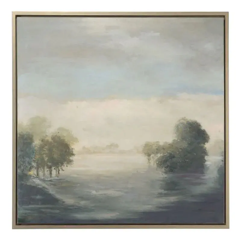 Morning Mist Nature-Inspired Oil Painting With Wood Frame 1