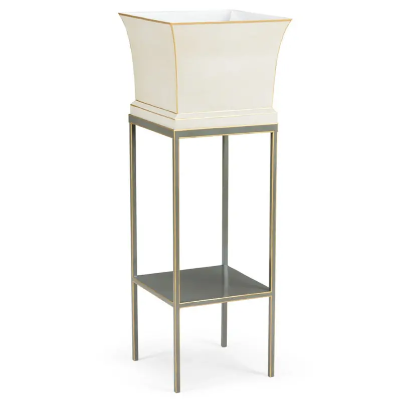 Morrow Vintage-Style White Tole Planter 1