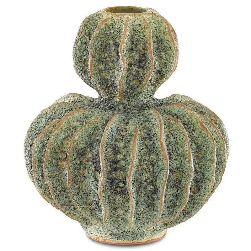 Moss Green Sunken Boat Double Gourd Ceramic Vase 1