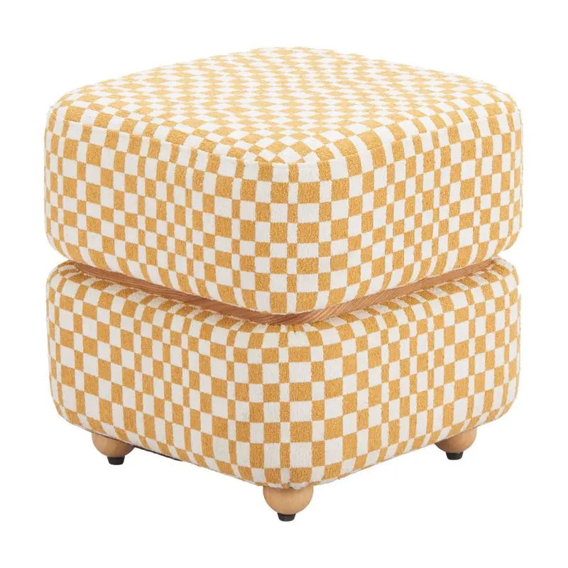 Multicolored Textured Fabric Ottoman – Haki Accent Piece 1