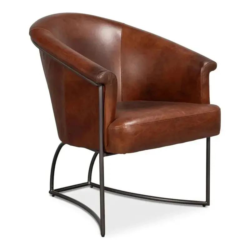 Nagel Full-Leather Accent Chair – Sleek Profile With Reinforced Wood Base 1