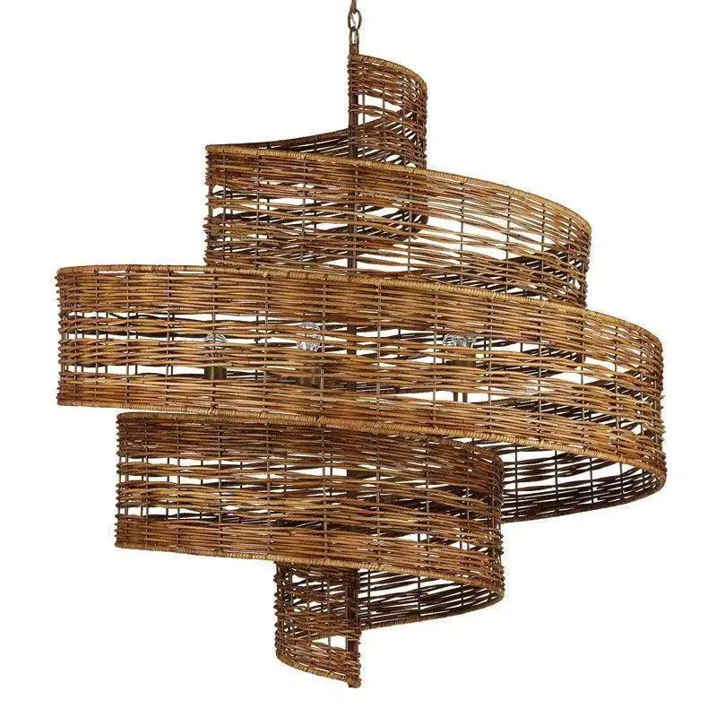 Natural Rattan Saisei Grande Chandelier In Khaki Finish 1