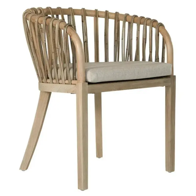 Natural Rattan & Teak Dining Chair – Eco-Friendly Indoor/Outdoor Seat 1