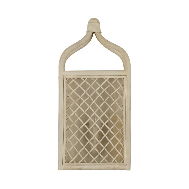 Natural Rattan Wall Sconce In Bleached Finish – Wanstead Collection 1