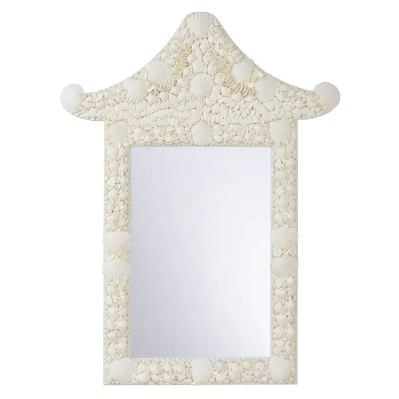 Natural Seashell-Inlaid Wall Mirror – Beachy Coastal Wall Art 1