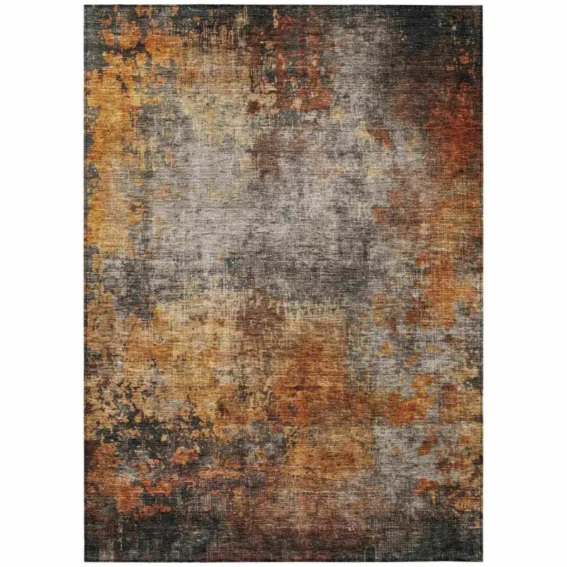 Nazeera Coral Orange Indoor-Outdoor Rug – Bright Washable Area Mat 2
