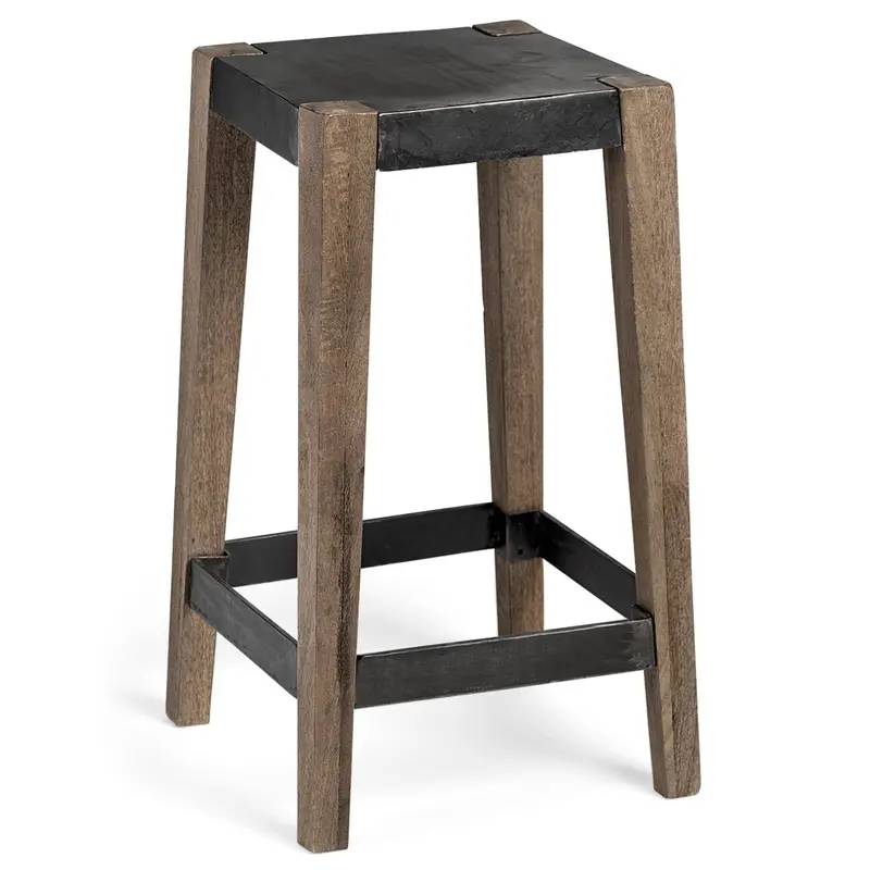 Nell Wooden-Leg Bar Stool – Brown Finish With Cushioned Seat 1