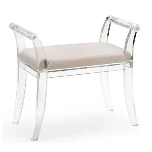 Neoclassic-Style Bedroom Bench With Transparent Acrylic Structure 1
