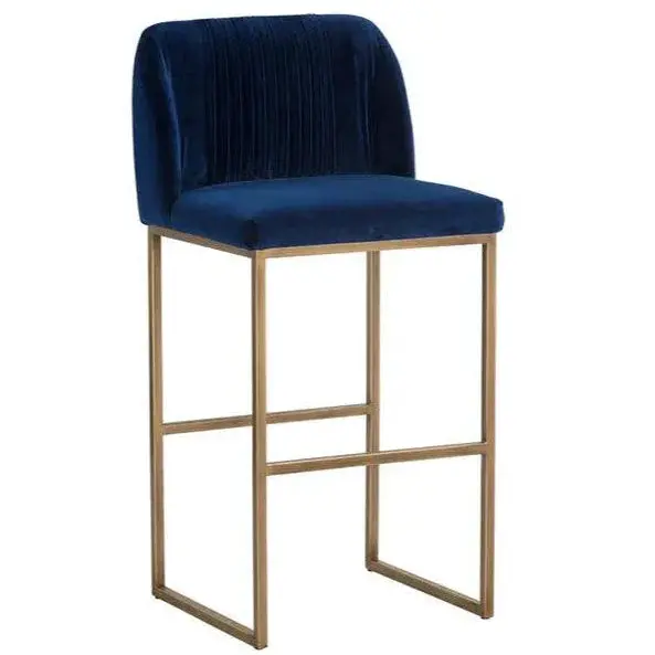 Nevin Barstool With Antique Brass Legs And Upholstered Seat 1