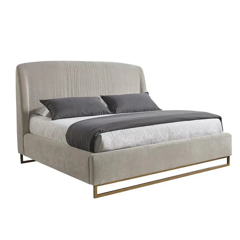 Nevin Velvet Platform Bed With Low-Profile Modern Design 2