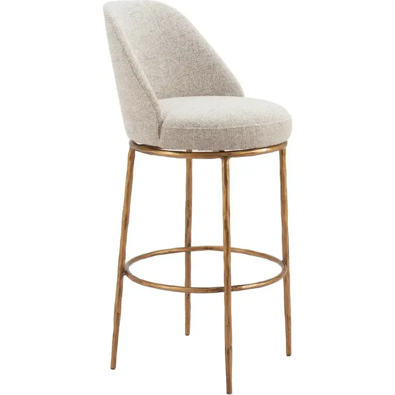 Nordhavn Swivel Bar Stool In White Fabric 1