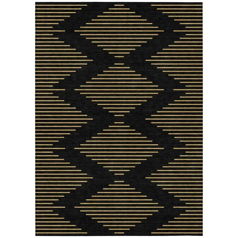 Norelia Black Indoor-Outdoor Washable Area Rug 2