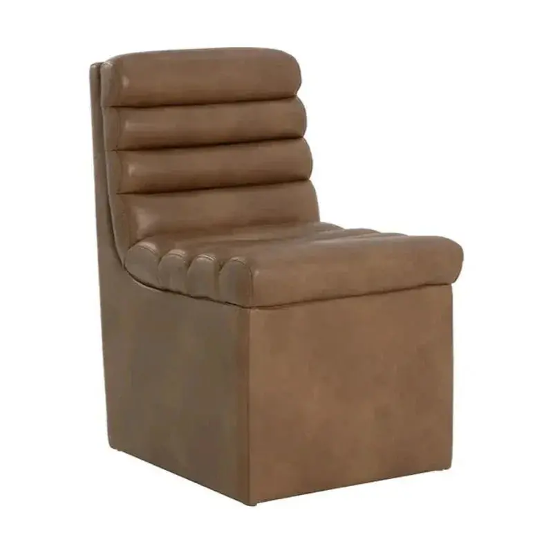 Norm Wheeled Dining Chair In Genuine Leather 1