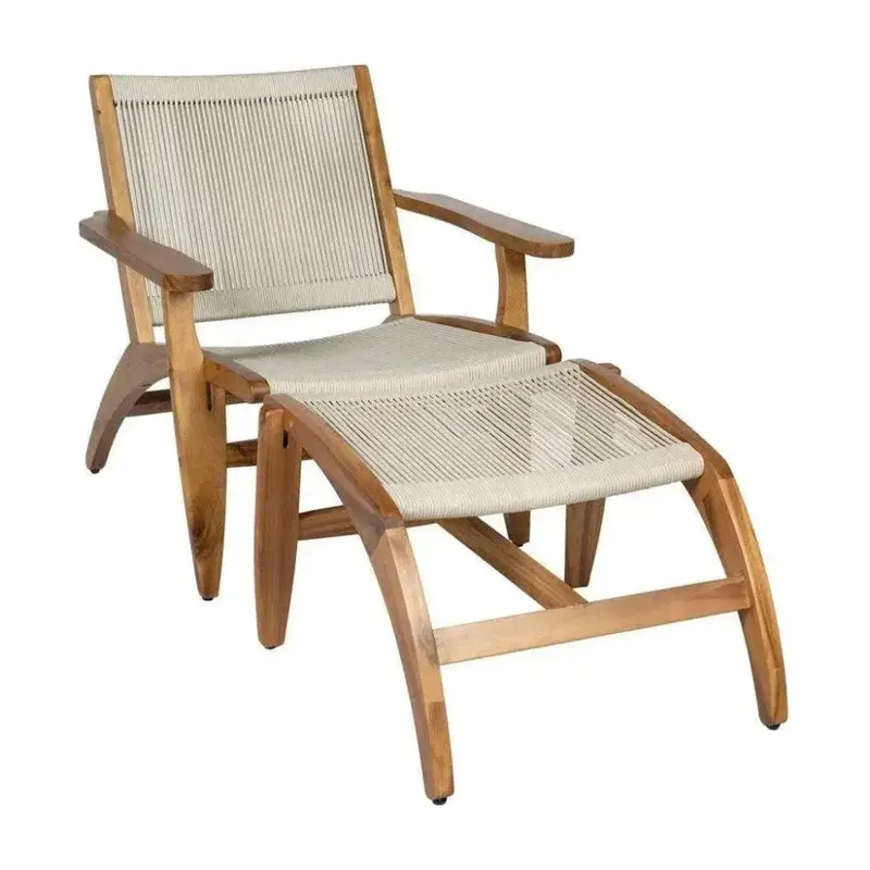 Norway Outdoor Lounge Chair And Matching Footstool Set 1