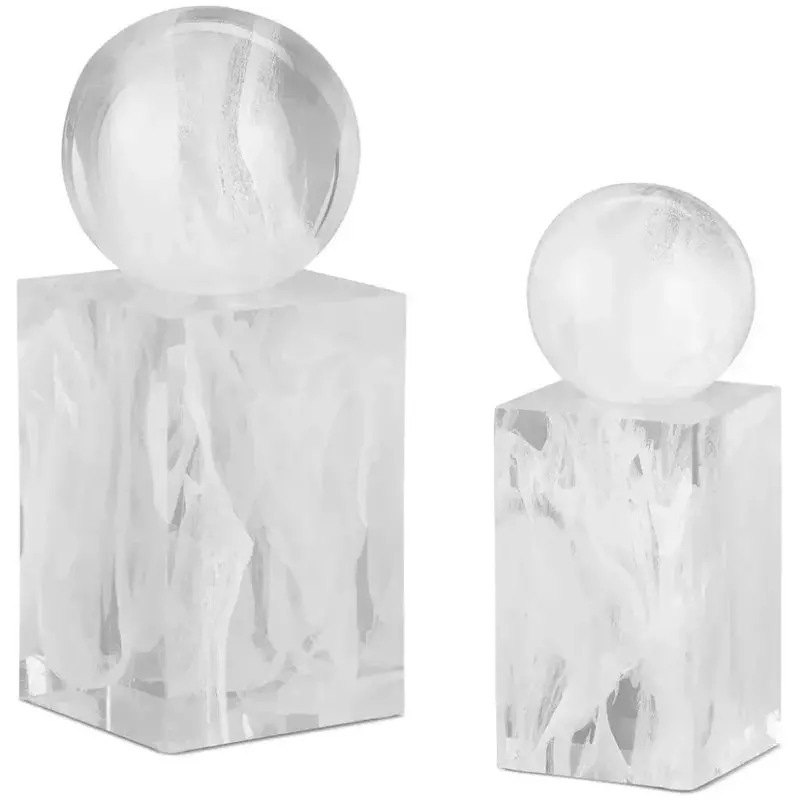 Nova White Abstract Sculpture Pair – Composite Material Accent 1