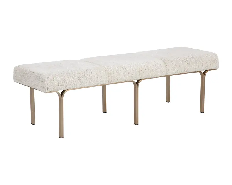 Nuvella Fabric Bedroom Bench With Tufted Seat And Wooden Legs 1