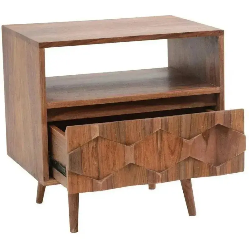 O2 Mid-Century Modern One-Drawer Nightstand – Compact Bedroom Accent 1