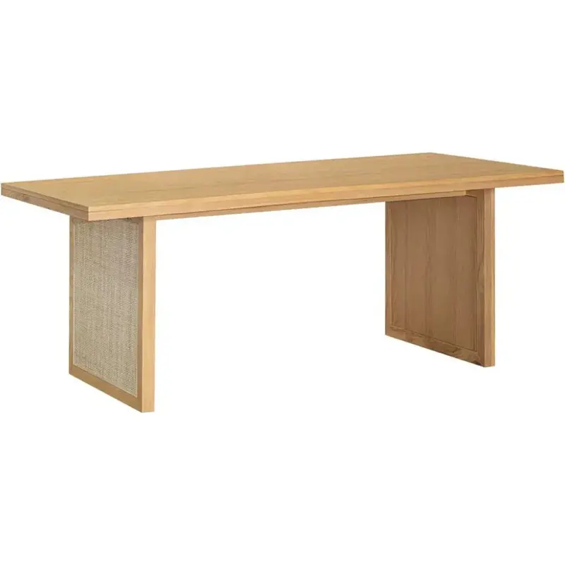Oak-Finish Rattan-Style Extendable Dining Table – Seats 6 1