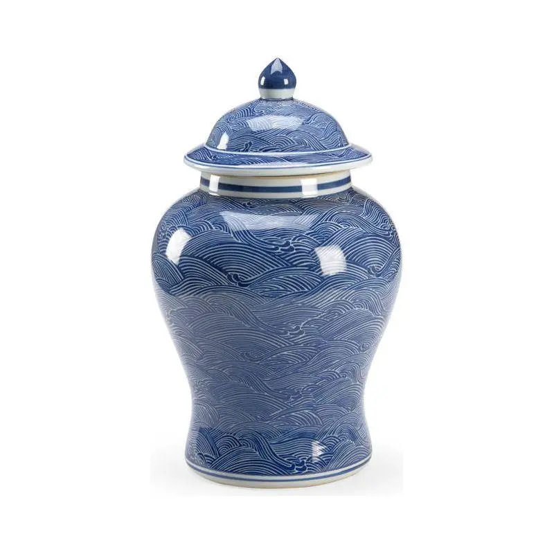 Ocean-Inspired Ginger Wave Ceramic Jar 1