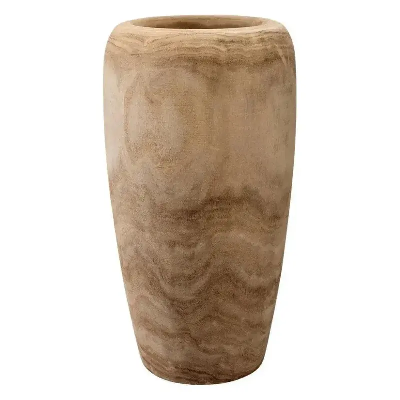 Ojai Wooden Vase – Brown Paulownia Wood Modern Vessel 1