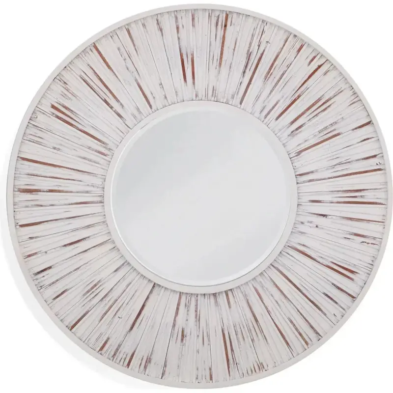 Ojos Minimalist Round White Wood Wall Mirror 1