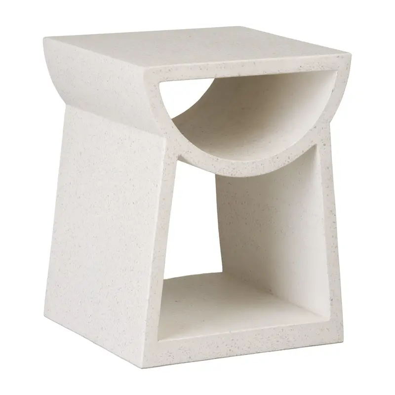 Ole White Terrazzo Garden Stool For Outdoor Use 1