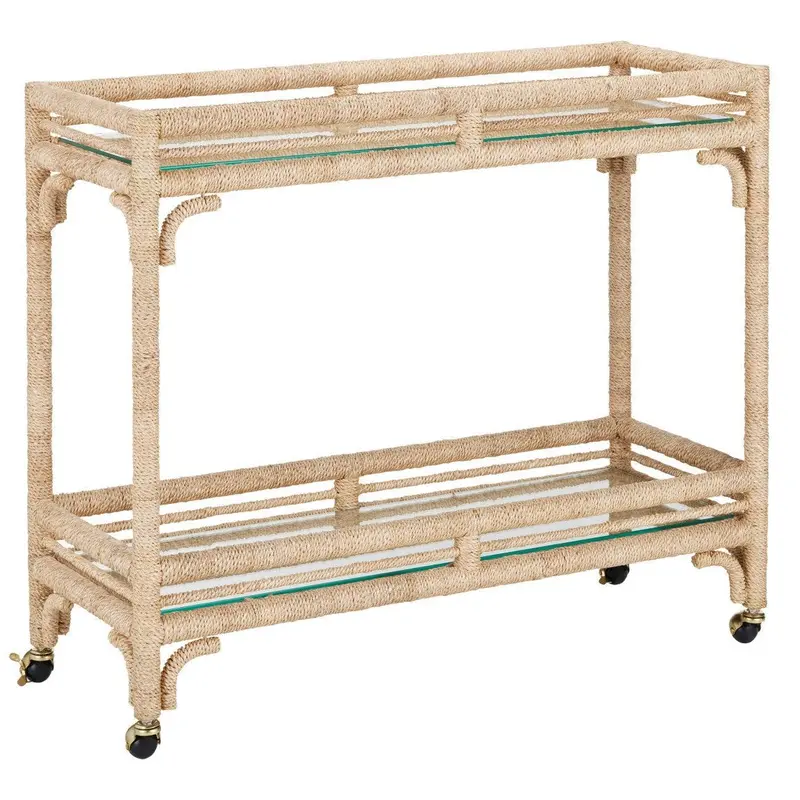 Olisa Abaca Rope Warp Rolling Bar Cart 1