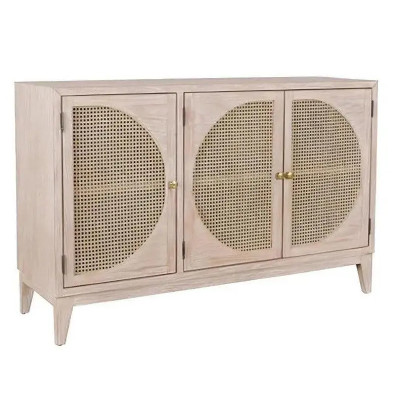 Olivia Three-Door Natural Wood Sideboard – Rustic Storage Cabinet 1