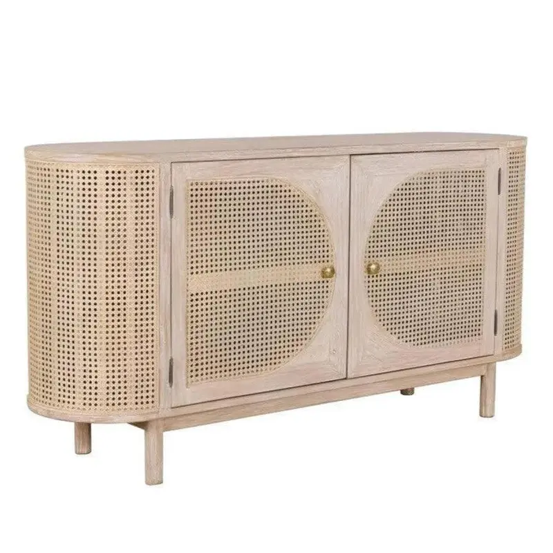 Olivia Two-Door Solid Wood Sideboard – Minimalist Coastal Storage 1
