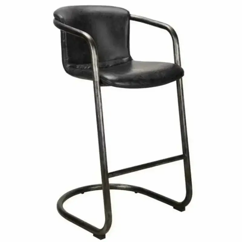 Onyx Black Leather Barstool – Single Unit 1