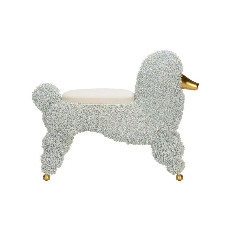 Ooh La La Poodle-Themed White Decorative Stool 1