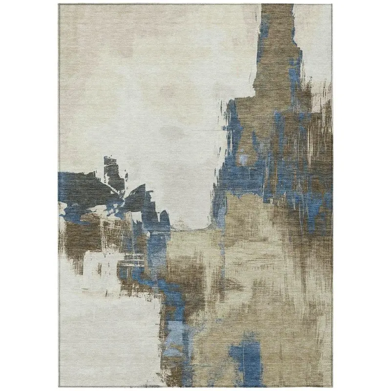 Opalineh Brown Rustic-Style Washable Rug 2