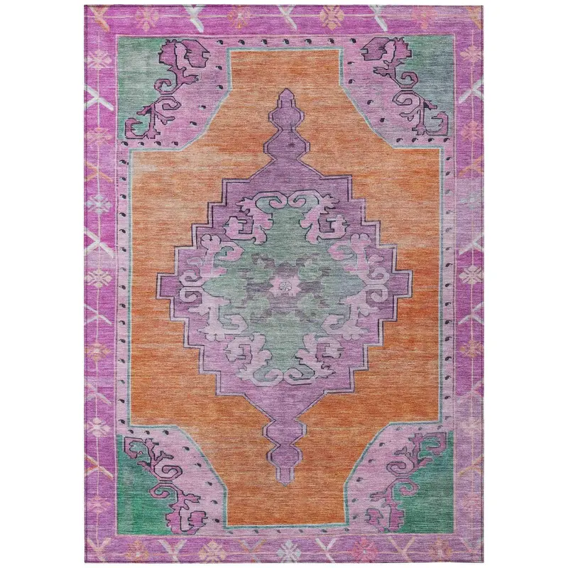 Orange Washable Indoor/Outdoor Area Rug By Haelion 1