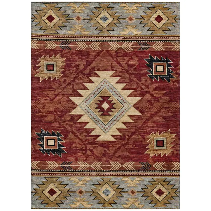 Orange Washable Indoor-Outdoor Area Rug By Jaelas 1