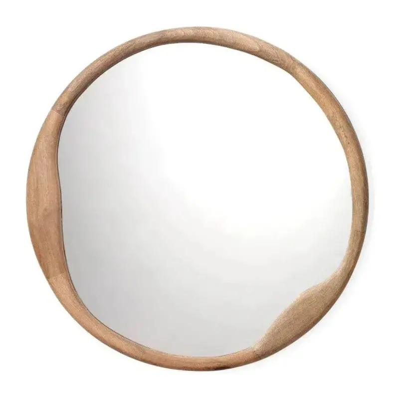 Organic Round Wall Mirror Crafted From Natural Mango Wood 1