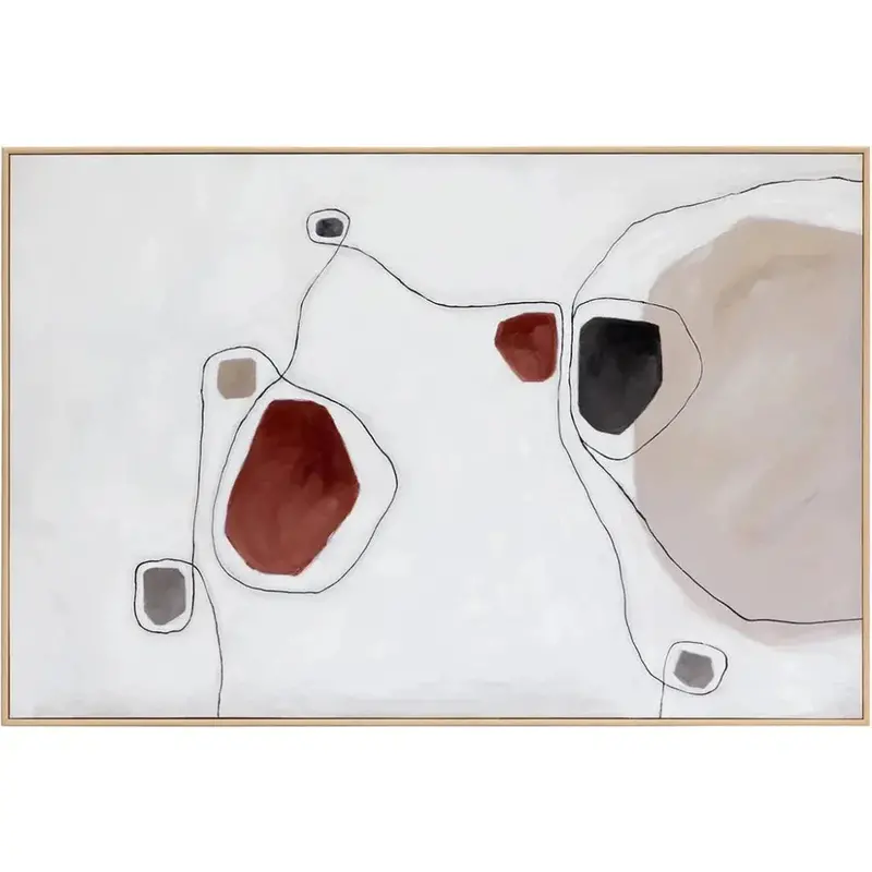 Organic Textured Hand-Painted Wall Art In Natural Wood Floater Frame 1