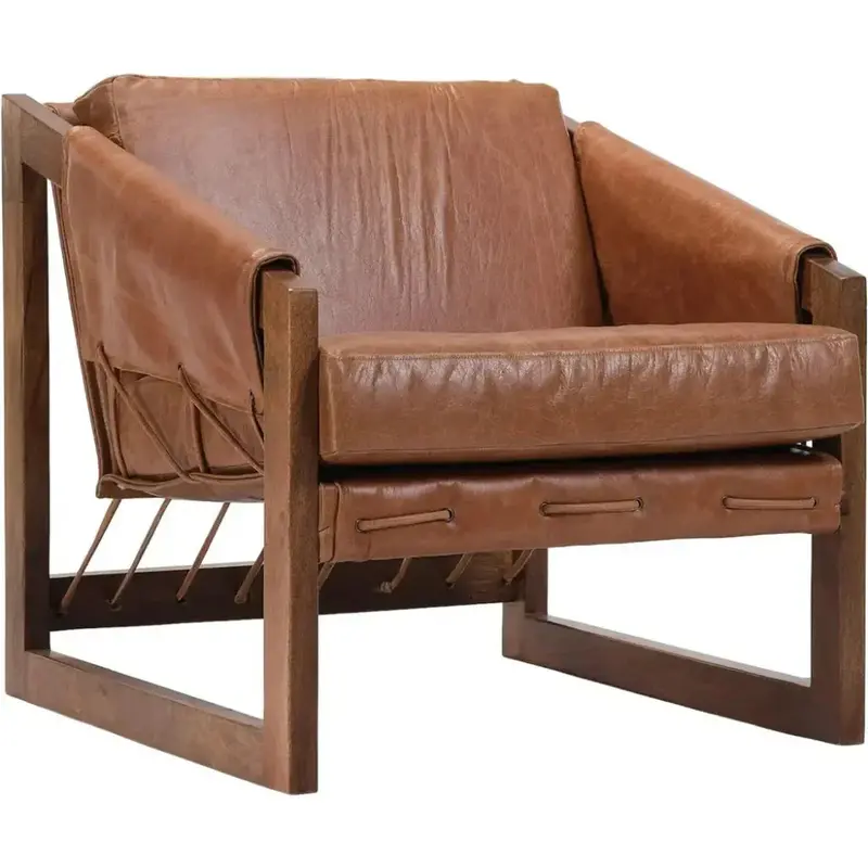 Orlitha Brown Leather Armchair – Plush Accent Seating 1
