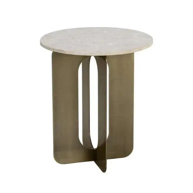 Orlo Round End Table With White Marble Top 1