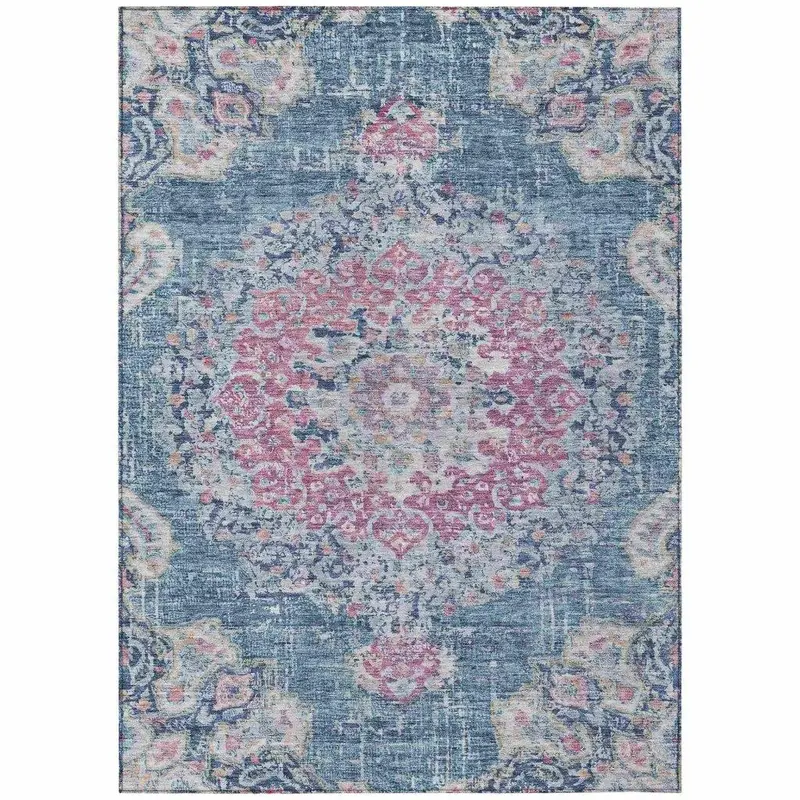 Ornella Blue Low-Maintenance Indoor/Outdoor Rug 2