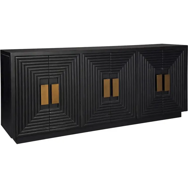 Othello Black Wood Sideboard With Geometric Silhouette 1