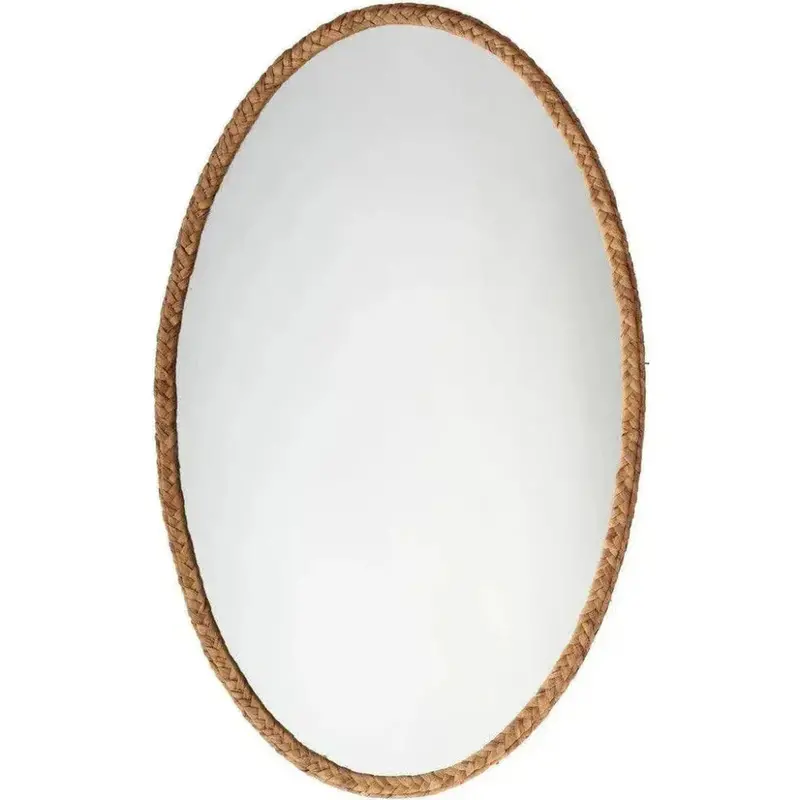 Oval Reversible Wall Mirror Woven With Corngrass Accent Detailing 1