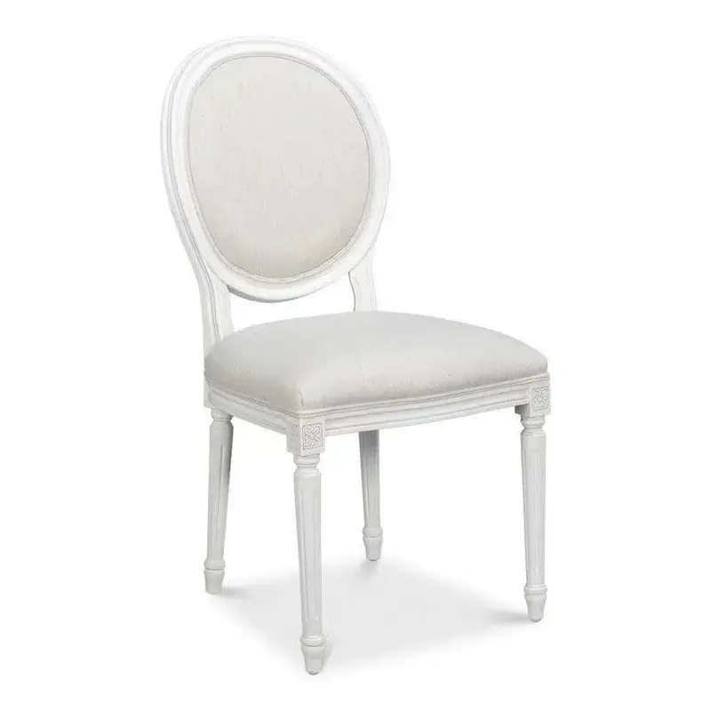 Oval White Wood Armless Side Chairs – Pair 1